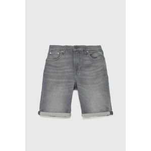 Detské rifľové krátke nohavice Jack & Jones šedá farba, nastaviteľný pás