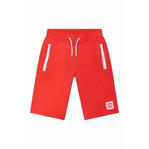 Detské krátke nohavice BOSS červená farba, nastaviteľný pás