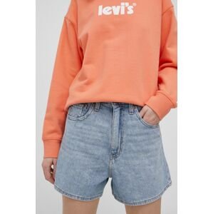 Rifľové krátke nohavice Levi's 39451.0009-LightIndig, dámske, jednofarebné, vysoký pás