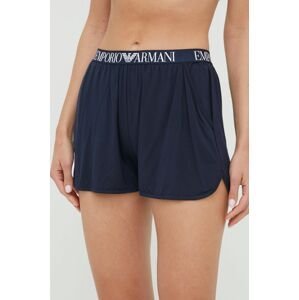Šortky Emporio Armani Underwear dámske, tmavomodrá farba, jednofarebné, vysoký pás