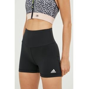 Tréningové šortky adidas Yoga Essentials dámske, čierna farba, jednofarebné, vysoký pás