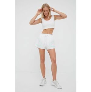 Bežecké šortky adidas by Stella McCartney Truepace HD9119 dámske, biela farba, s potlačou, stredne vysoký pás