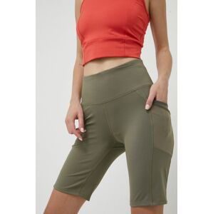 Športové krátke nohavice Columbia Windgates dámske, zelená farba, jednofarebné, vysoký pás