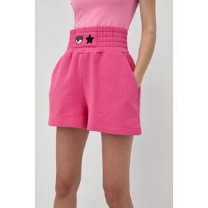 Bavlnené šortky Chiara Ferragni dámske, ružová farba, jednofarebné, vysoký pás