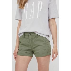 Bavlnené šortky Pepe Jeans Balboa Short dámske, zelená farba, jednofarebné, stredne vysoký pás