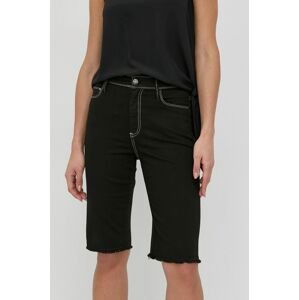 Rifľové krátke nohavice Marella dámske, čierna farba, jednofarebné, stredne vysoký pás