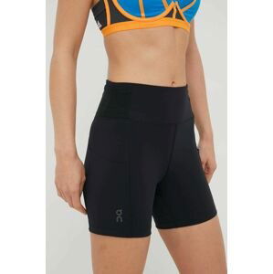 Bežecké šortky On-running dámske, čierna farba, jednofarebné, vysoký pás
