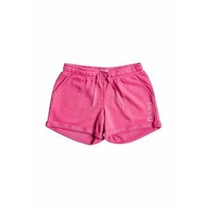 Detské krátke nohavice Roxy ružová farba, jednofarebné, nastaviteľný pás