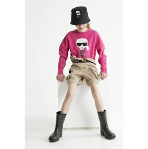 Detské krátke nohavice Karl Lagerfeld béžová farba, vzorované