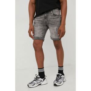 Rifľové krátke nohavice Produkt by Jack & Jones pánske, šedá farba,