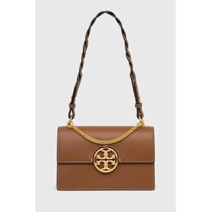 Kožená kabelka Tory Burch hnedá farba