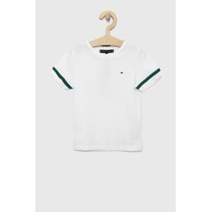 Detské tričko Tommy Hilfiger biela farba, jednofarebný