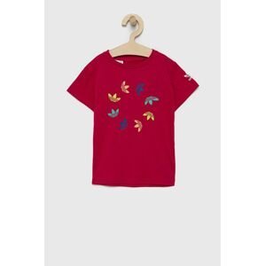Detské tričko adidas Originals HE6837 ružová farba, s potlačou