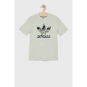 Detské bavlnené tričko adidas Originals HF7451 béžová farba, s potlačou