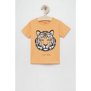 Detské tričko Name it oranžová farba, s potlačou