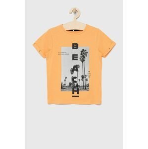 Detské bavlnené tričko Name it oranžová farba, s potlačou