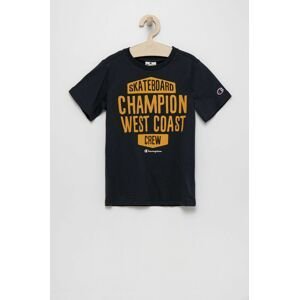 Detské bavlnené tričko Champion 305993 tmavomodrá farba, s potlačou