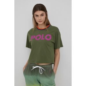 Bavlnené tričko Polo Ralph Lauren zelená farba,