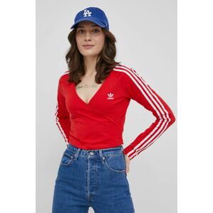 Tričko s dlhým rukávom adidas Originals Adicolor HC2042 dámske, červená farba,