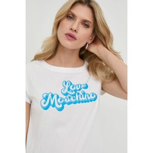 Bavlnené tričko Love Moschino biela farba