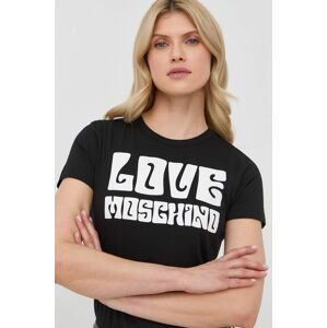 Tričko Love Moschino dámsky, čierna farba,