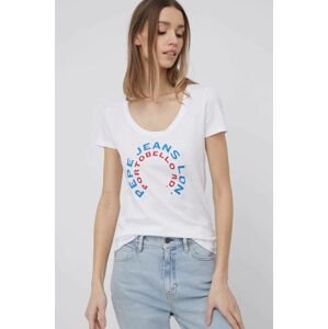 Bavlnené tričko Pepe Jeans Cammie biela farba,