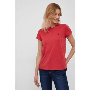 Bavlnené tričko Polo Ralph Lauren červená farba,
