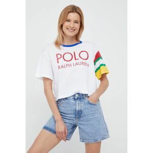 Bavlnené tričko Polo Ralph Lauren biela farba,