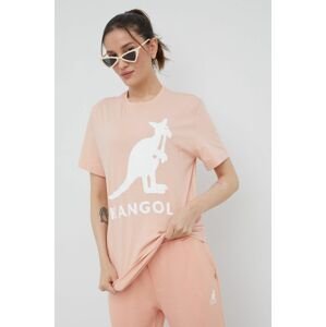 Bavlnené tričko Kangol KLEU005.D-116, ružová farba,