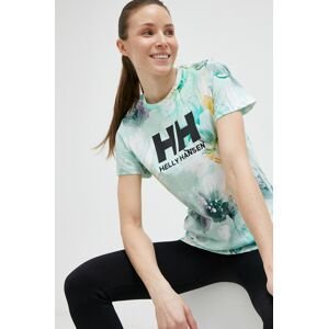 Bavlnené tričko Helly Hansen tyrkysová farba