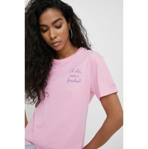 Bavlnené tričko MC2 Saint Barth ružová farba