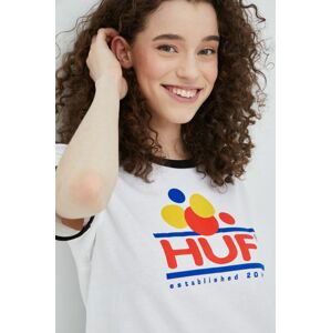 Bavlnené tričko HUF biela farba,