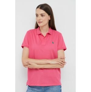 Polo tričko Polo Ralph Lauren dámsky, ružová farba, s golierom