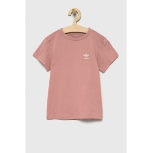 Detské bavlnené tričko adidas Originals HG1434 ružová farba
