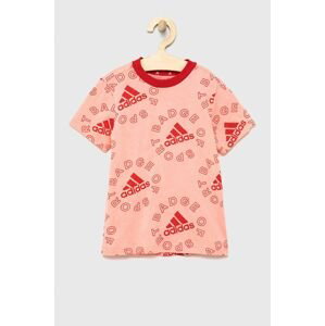 Detské bavlnené tričko adidas Performance H65794 ružová farba,