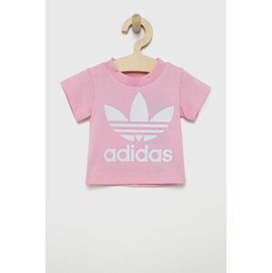 Detské bavlnené tričko adidas Originals HE2188 ružová farba,