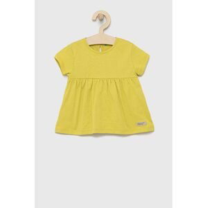 Dievčenské bavlnené šaty United Colors of Benetton zelená farba, mini, áčkový strih