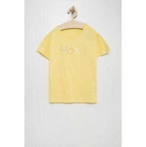 Detské bavlnené tričko Roxy žltá farba,