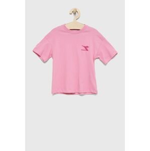 Detské bavlnené tričko Diadora ružová farba,