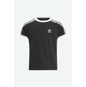 Detské bavlnené tričko adidas Originals 3STRIPES TEE čierna farba, s nášivkou