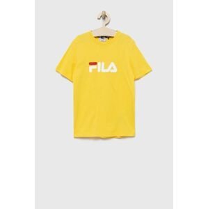 Detské bavlnené tričko Fila žltá farba, s potlačou