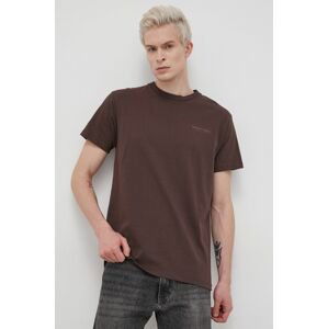 Bavlnené tričko Premium by Jack&Jones hnedá farba, jednofarebné