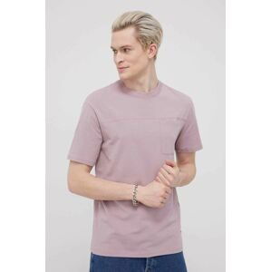 Tričko Jack & Jones pánske, ružová farba, jednofarebné