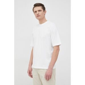 Bavlnené tričko Resteröds biela farba, jednofarebné