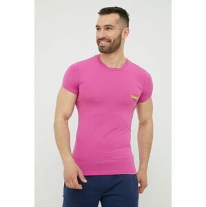 Tričko Emporio Armani Underwear pánske, ružová farba, s potlačou