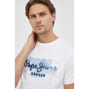 Bavlnené tričko Pepe Jeans Golders biela farba, s potlačou