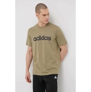 Bavlnené tričko adidas HC4962 zelená farba, s potlačou