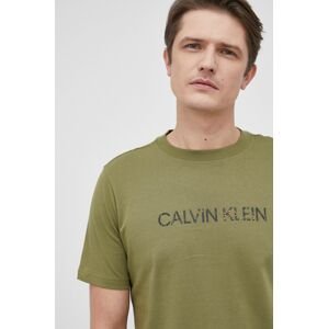Tričko Calvin Klein Performance pánske, zelená farba, jednofarebné