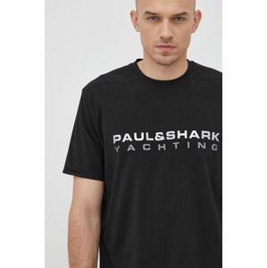 Tričko Paul&Shark pánske, čierna farba, s potlačou