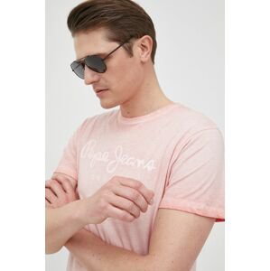 Bavlnené tričko Pepe Jeans West Sir New N ružová farba, s potlačou